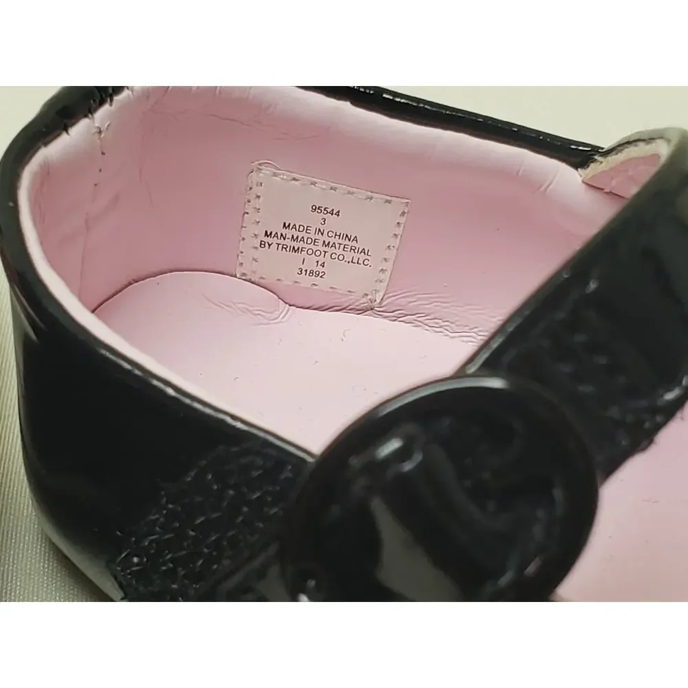 Black Ballerina Dress Slip On Velcro Strap Baby Shoes - Size 3